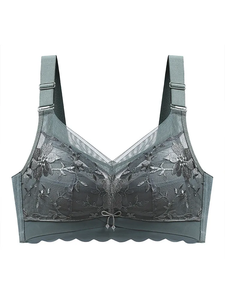 Women Floral Embroidered Full Coverage Wire-Free Bra