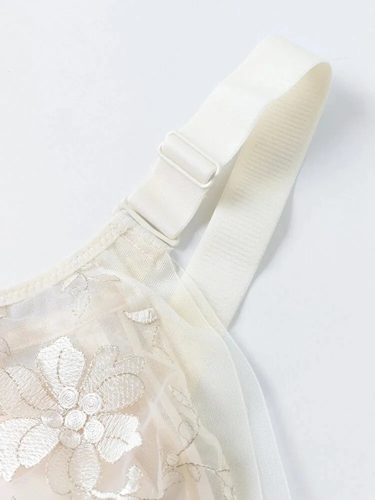 Women Floral Embroidered Full Coverage Wire-Free Bra