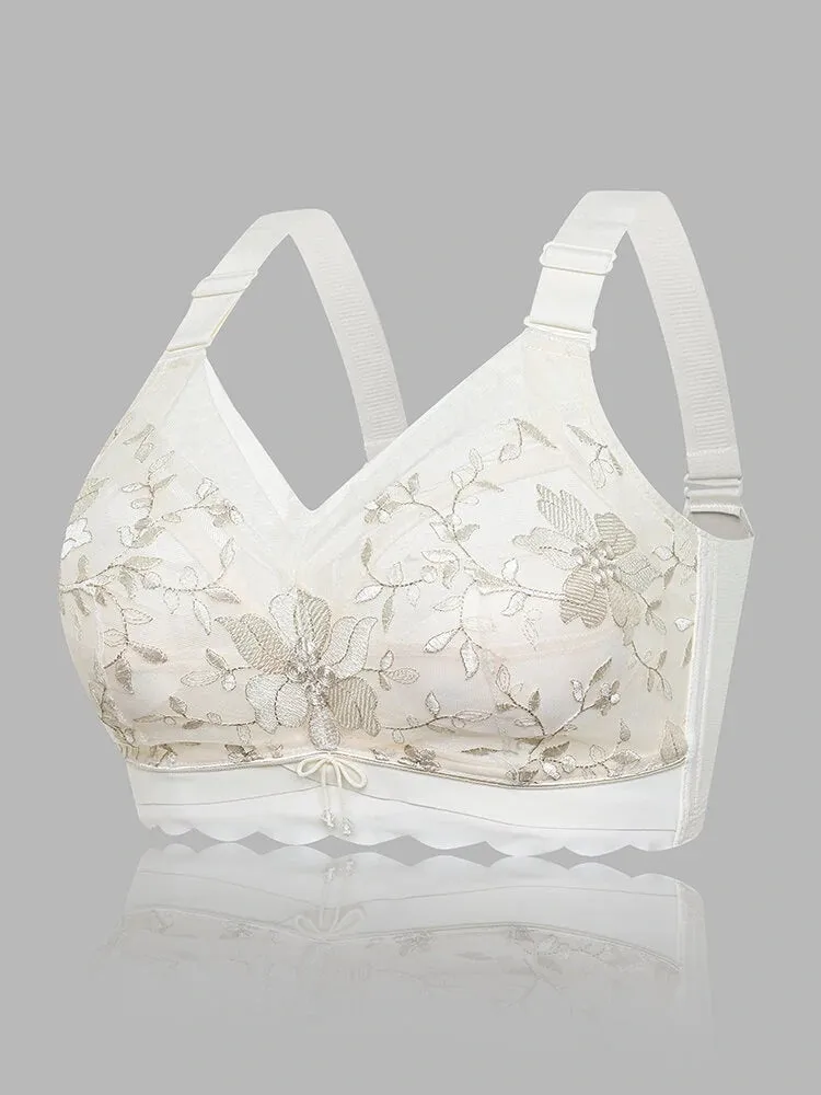 Women Floral Embroidered Full Coverage Wire-Free Bra