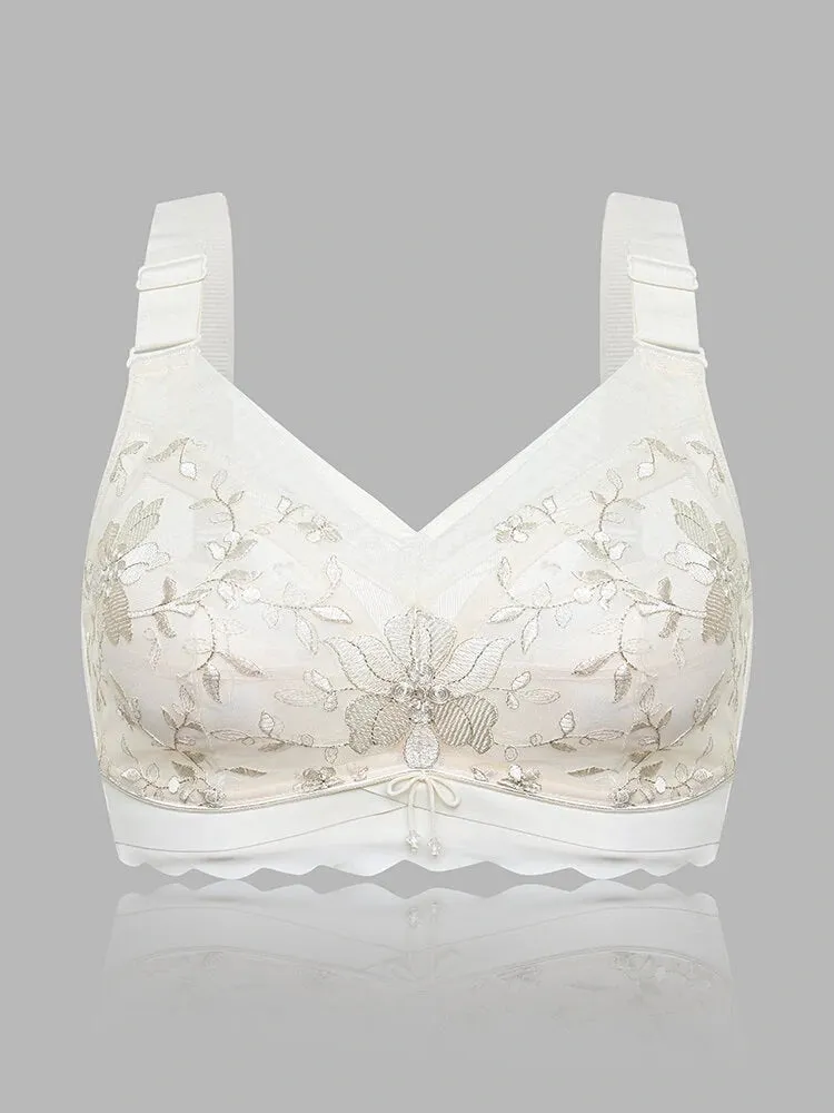Women Floral Embroidered Full Coverage Wire-Free Bra