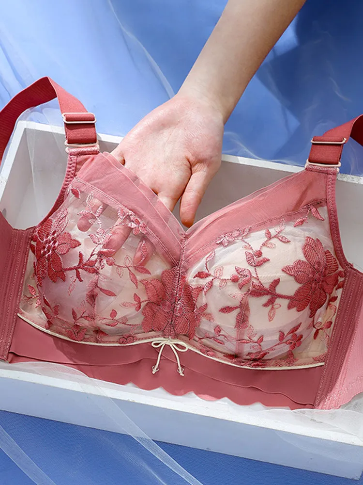 Women Floral Embroidered Full Coverage Wire-Free Bra