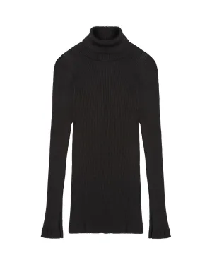 Wool & Silk Long Sleeve Rib Turtleneck
