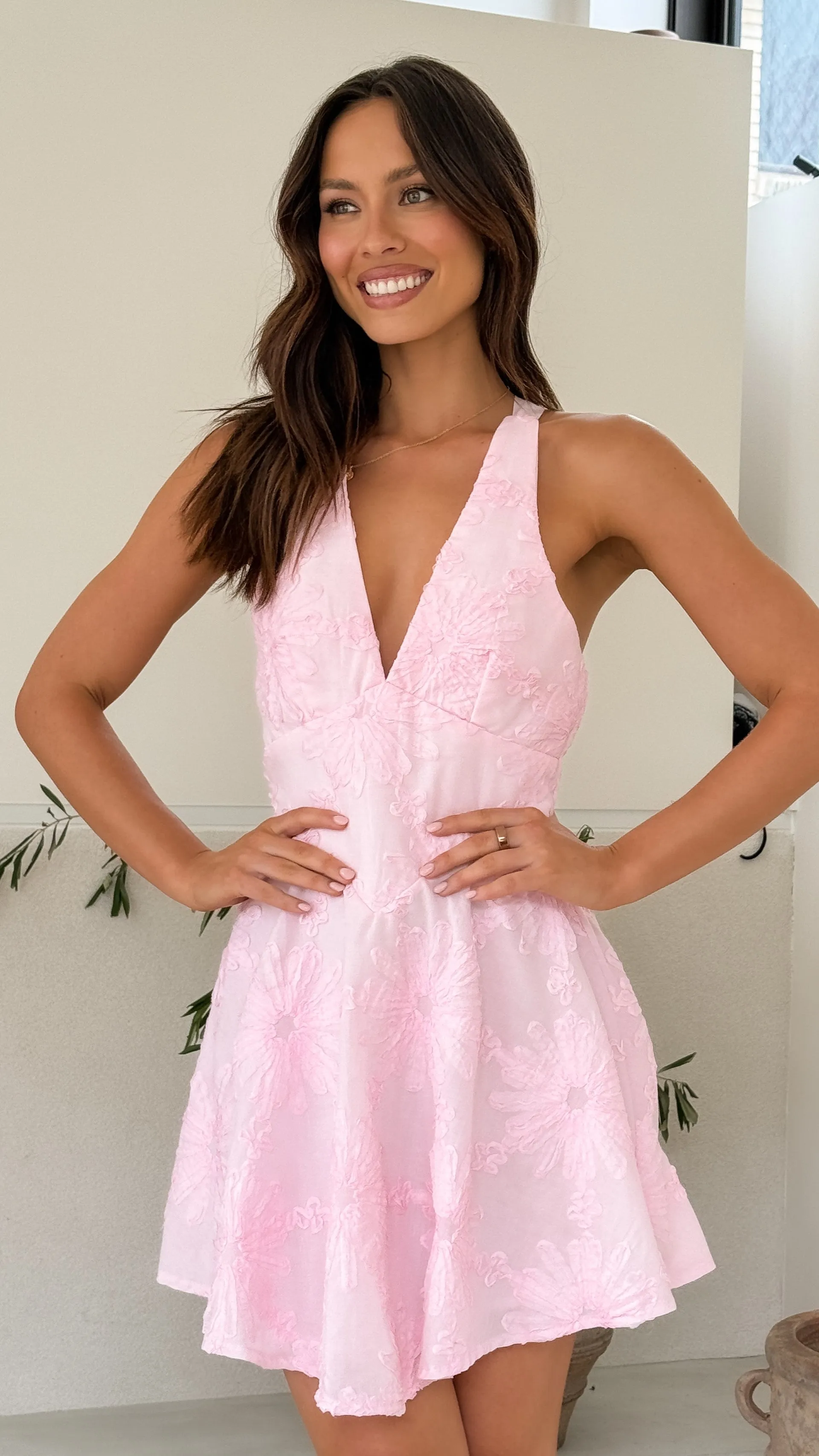 Zaidin Mini Dress - Baby Pink Floral