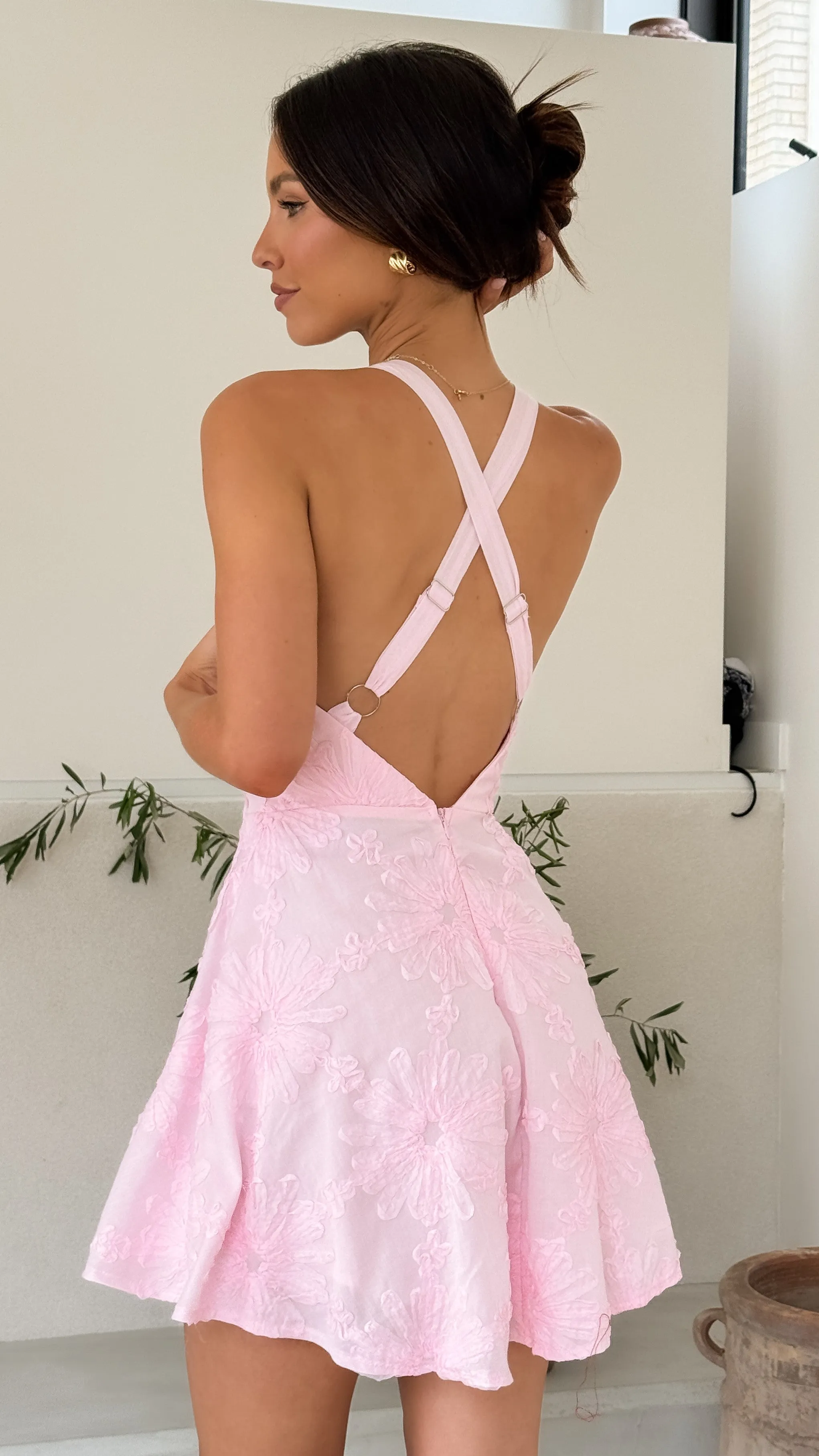 Zaidin Mini Dress - Baby Pink Floral