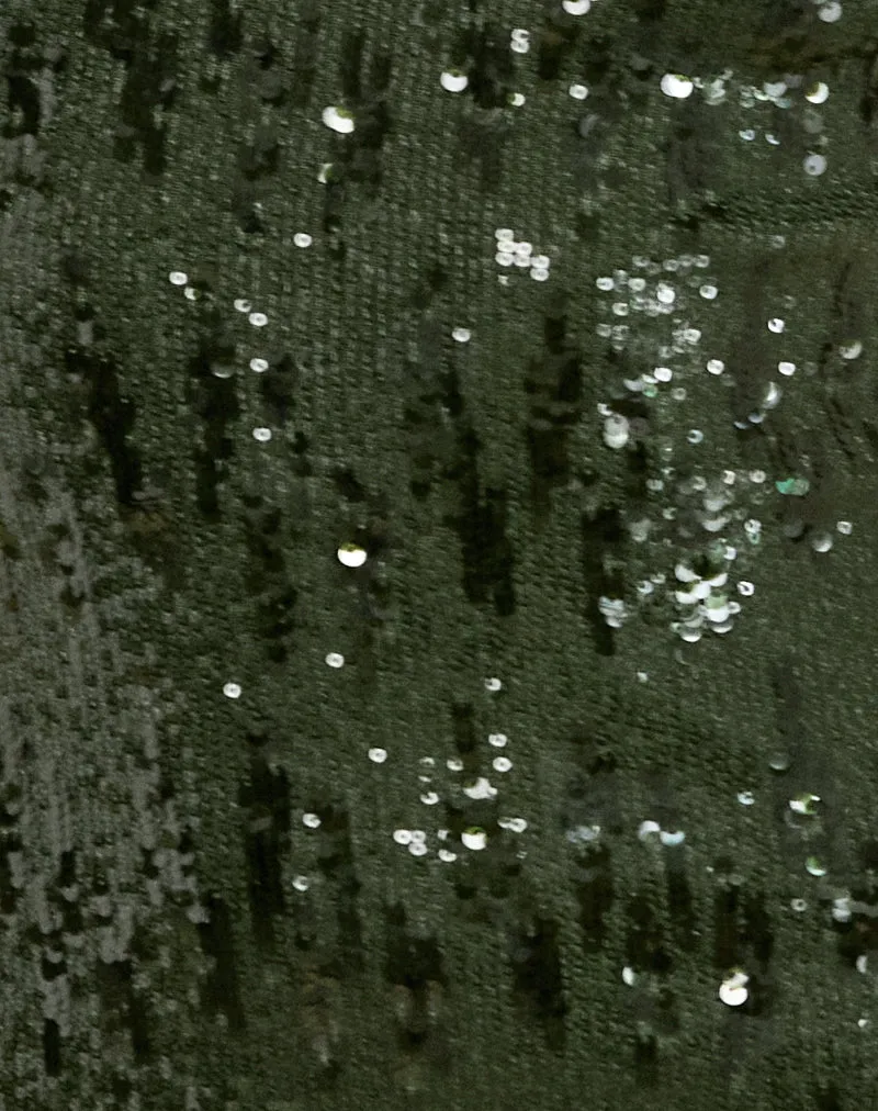 Zumaya Halter Dress in Mixed Drape Sequin Khaki